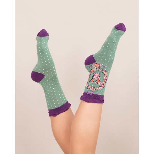 POWDER Damen Socken Alphabet V